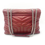 Saint Laurent Monogram Loulou Calfskin Y Quilted Monogram Medium Chain Satchel Palissandre Red Leather Shoulder Bag