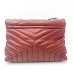 Saint Laurent Monogram Loulou Calfskin Y Quilted Monogram Medium Chain Satchel Palissandre Red Leather Shoulder Bag