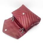 Saint Laurent Monogram Loulou Calfskin Y Quilted Monogram Medium Chain Satchel Palissandre Red Leather Shoulder Bag