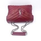 Saint Laurent Monogram Loulou Calfskin Y Quilted Monogram Medium Chain Satchel Palissandre Red Leather Shoulder Bag