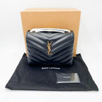 Saint Laurent Monogram Loulou Calfskin Y Quilted Monogram Small Chain Satchel Black Leather Shoulder Bag