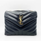 Saint Laurent Monogram Loulou Calfskin Y Quilted Monogram Small Chain Satchel Black Leather Shoulder Bag