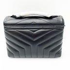 Saint Laurent Monogram Loulou Calfskin Y Quilted Monogram Small Chain Satchel Black Leather Shoulder Bag