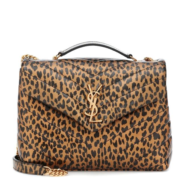 Saint Laurent Monogram Loulou Calfskin Y Quilted Monogram Small Chain Satchel Leopard Black Leather Shoulder Bag