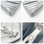 Saint Laurent Monogram Loulou Calfskin Y Quilted Monogram Small Chain Satchel Silver Leather Shoulder Bag