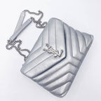 Saint Laurent Monogram Loulou Calfskin Y Quilted Monogram Small Chain Satchel Silver Leather Shoulder Bag