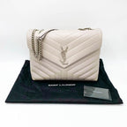 Saint Laurent Monogram Loulou Medium Matelasse Grey Leather Shoulder Bag