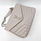 Saint Laurent Monogram Loulou Medium Matelasse Grey Leather Shoulder Bag