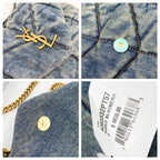 Saint Laurent Monogram Loulou Quilted Mini Puffer Monogram Chain Satchel Rodeo Blue Denim Shoulder Bag
