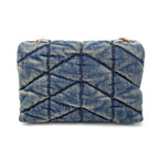 Saint Laurent Monogram Loulou Quilted Mini Puffer Monogram Chain Satchel Rodeo Blue Denim Shoulder Bag