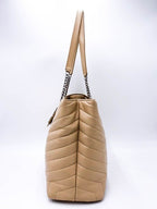 Saint Laurent Monogram Loulou Quilted Monogram Large Shopper Nude Powder Beige Calfskin Leather Tote