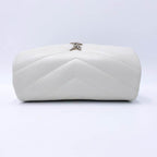 Saint Laurent Monogram Loulou Quilted Monogram Small Chain White Calfskin Leather Shoulder Bag