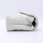 Saint Laurent Monogram Loulou Quilted Monogram Small Chain White Calfskin Leather Shoulder Bag