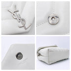 Saint Laurent Monogram Loulou Quilted Monogram Small Chain White Calfskin Leather Shoulder Bag