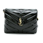 Saint Laurent Monogram Loulou Quilted Monogram Toy Black Patent Leather Cross Body Bag