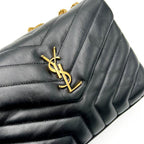 Saint Laurent Monogram Loulou Small Quilted Gold Monogram Black Leather Cross Body Bag