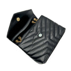 Saint Laurent Monogram Loulou Small Quilted Gold Monogram Black Leather Cross Body Bag