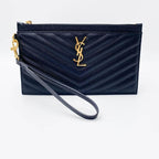 Saint Laurent Monogram Matelasse Pouch Black Leather Clutch