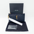 Saint Laurent Monogram Matelasse Pouch Black Leather Clutch