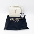 Saint Laurent Monogram Sunset Calfskin Crocodile Embossed Woc Blanc Vintage White Leather Shoulder Bag
