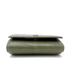 Saint Laurent Rider Military Shiny Chain Monogram Green Calfskin Leather Cross Body Bag