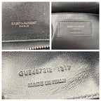 Saint Laurent Sheepskin Matelasse Chevron Monogram Large College Satchel Black Leather Shoulder Bag