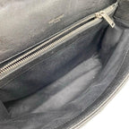 Saint Laurent Sheepskin Matelasse Chevron Monogram Large College Satchel Black Leather Shoulder Bag