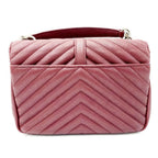Saint Laurent Sheepskin Matelasse Chevron Monogram Medium College Amaranto Burgundy Leather Shoulder Bag