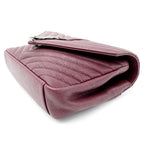 Saint Laurent Sheepskin Matelasse Chevron Monogram Medium College Amaranto Burgundy Leather Shoulder Bag